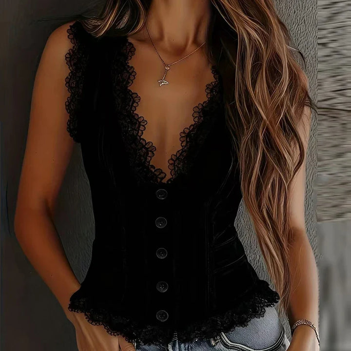 Linda Deep V Neck Blouse