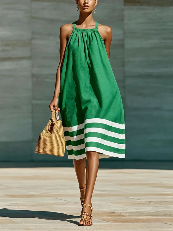 Maralyn Striped Boho Midi Dress