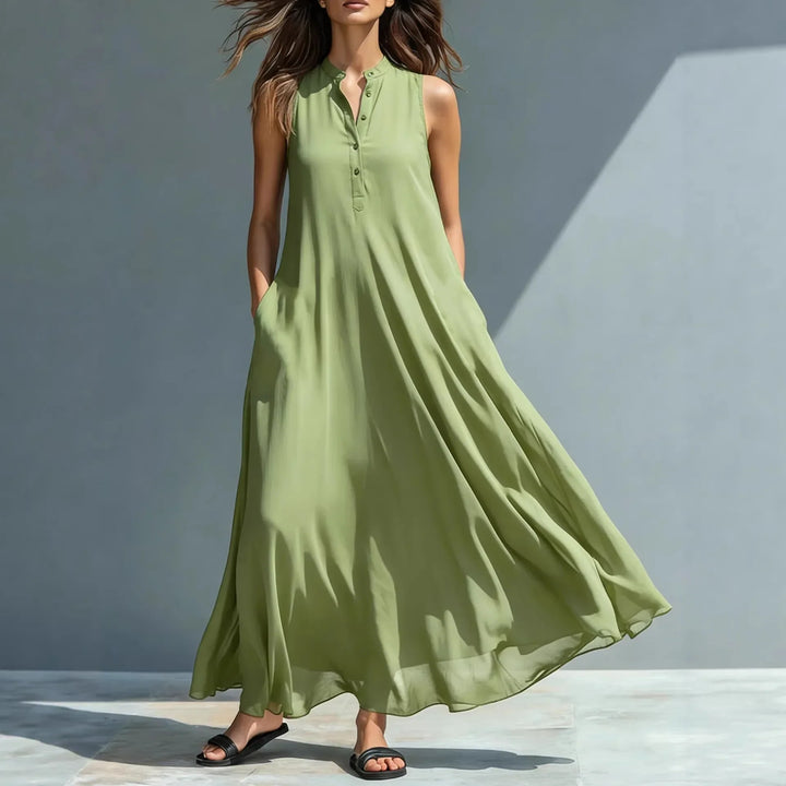 Sancia Elegant Sleeveless V Neck Midi Dress