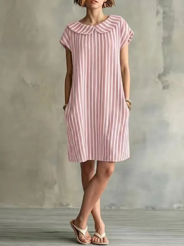 Minerva Striped Casual Shift Mini Dress