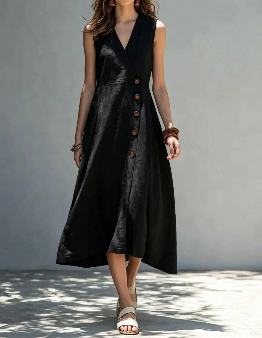 Isabel Asymmetrical Button Maxi Dress
