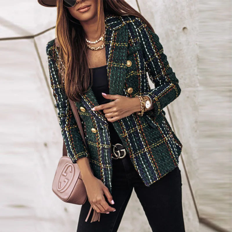 Odalise Double Breasted Plaid Blazer