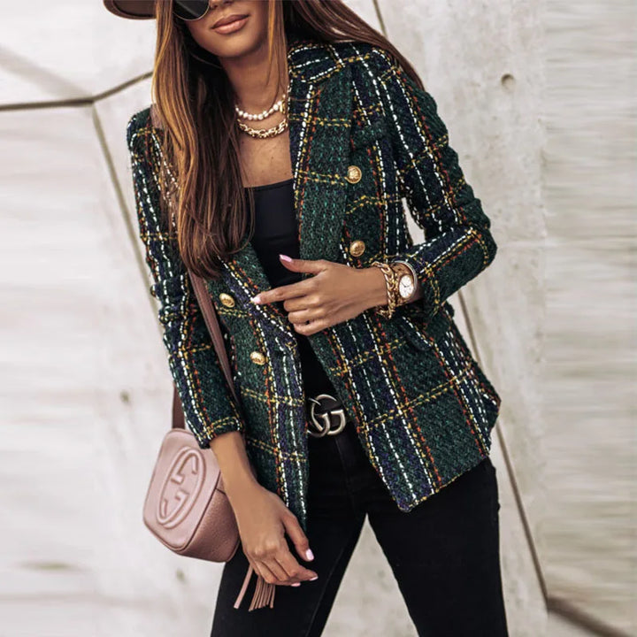 Odalise Double Breasted Plaid Blazer