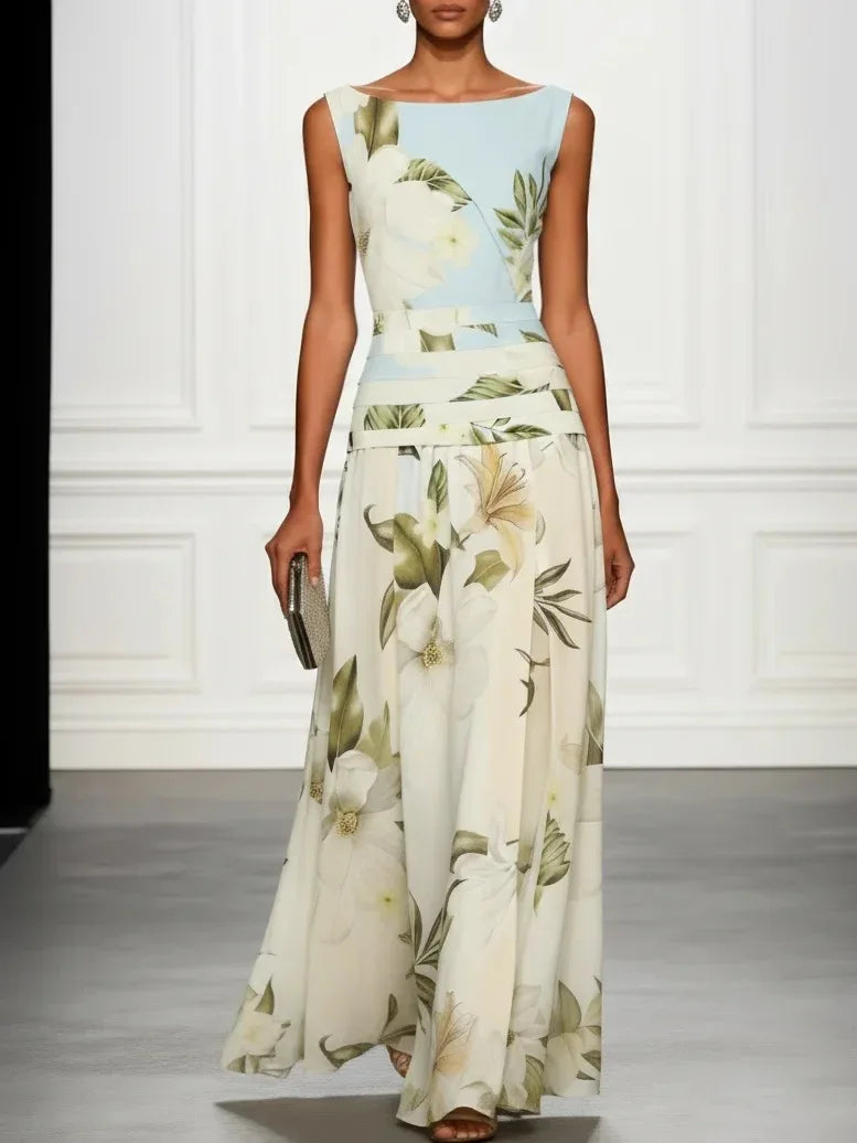Elenora Floral Belted Maxi Dress