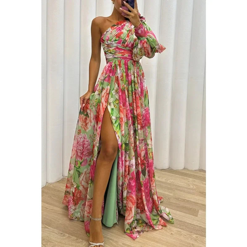 Avaline Off Shoulder Slit Maxi Dress
