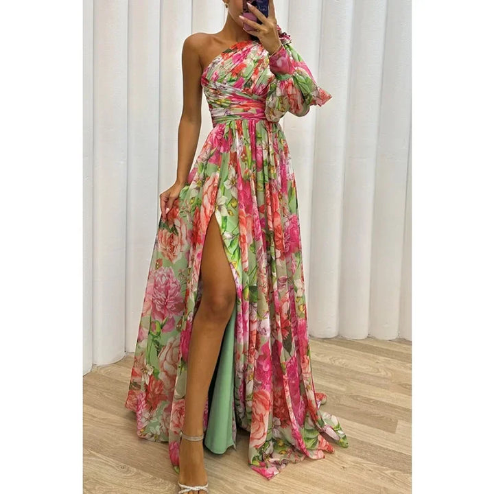 Avaline Off Shoulder Slit Maxi Dress