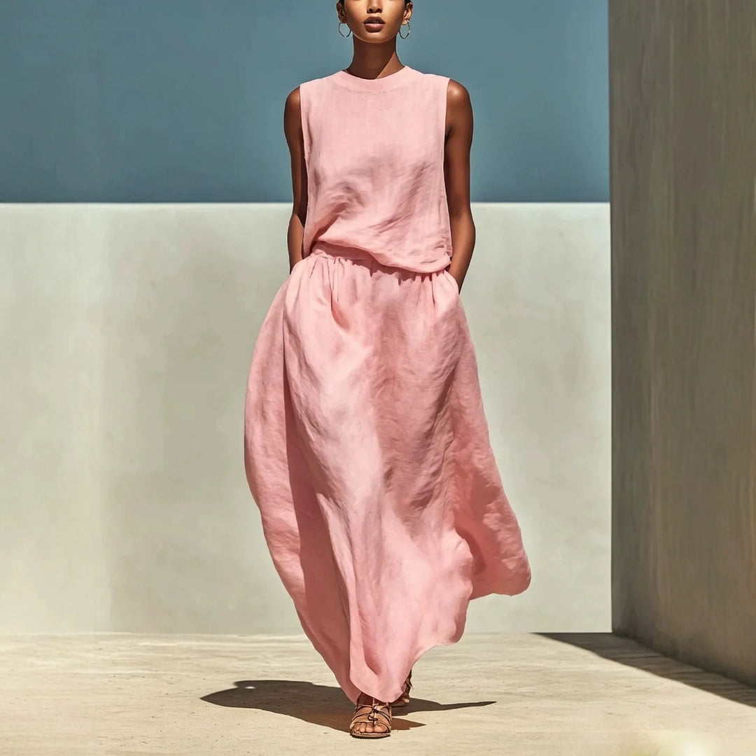 Everly Elegant Top and Maxi Skirt Set