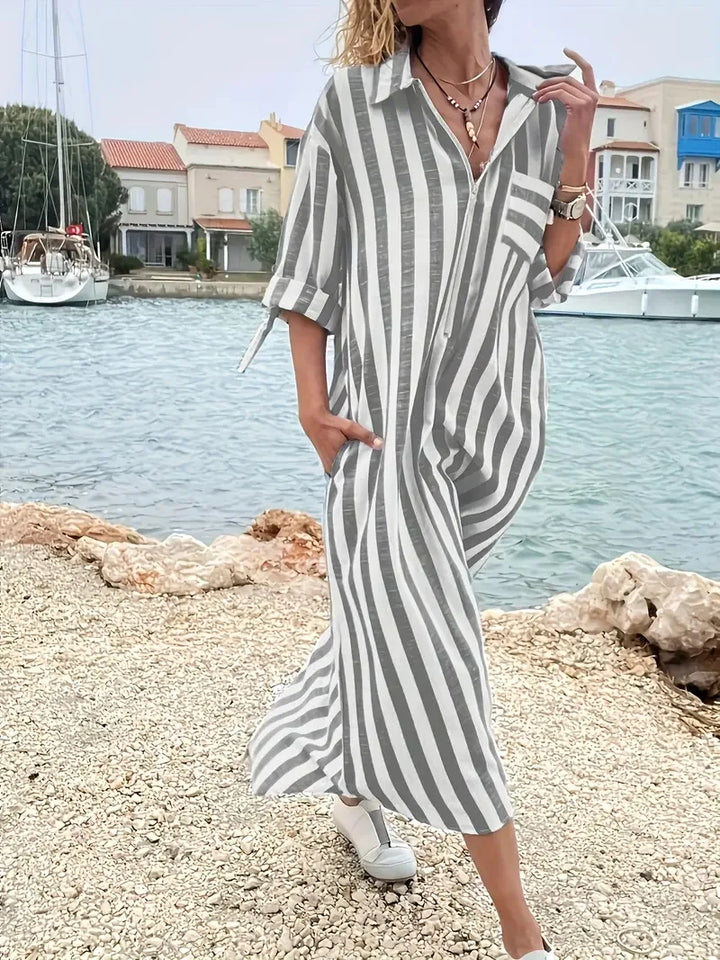 Layla Striped Maxi Shirt Dress