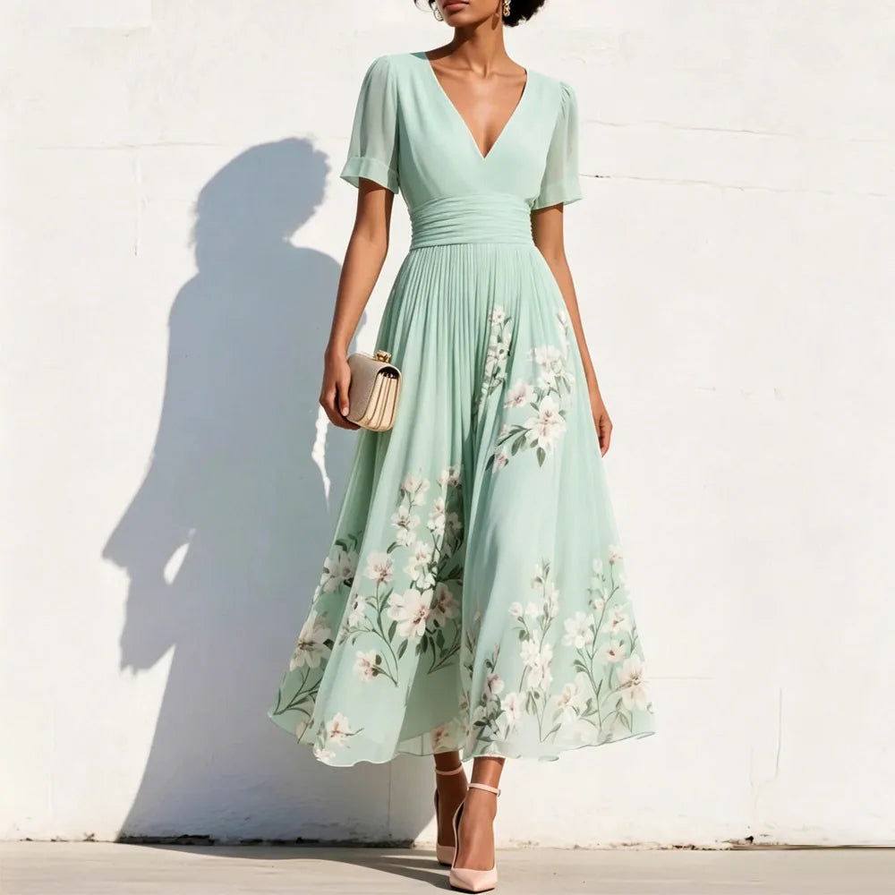 Clarisse Floral A Line Wedding Guest Dress