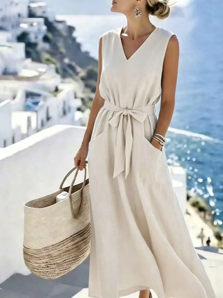Genevieve Casual V Neck Maxi Dress