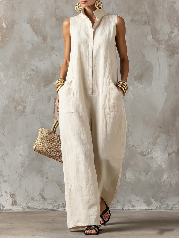Simone Effortless Stand Collar Jumpsuit