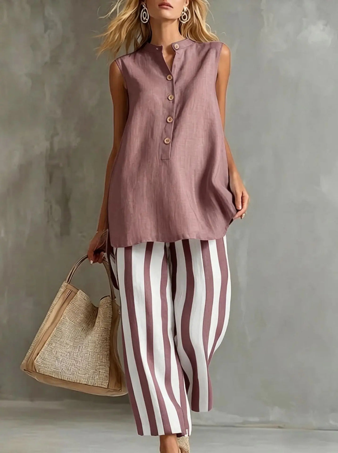 Danna Striped Wide Leg Set