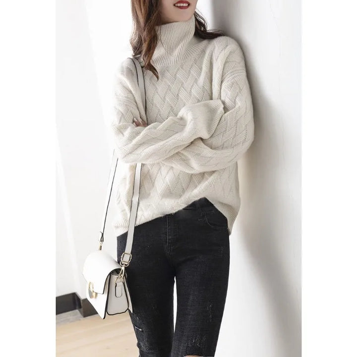 Amelia Basketweave Turtleneck Sweater