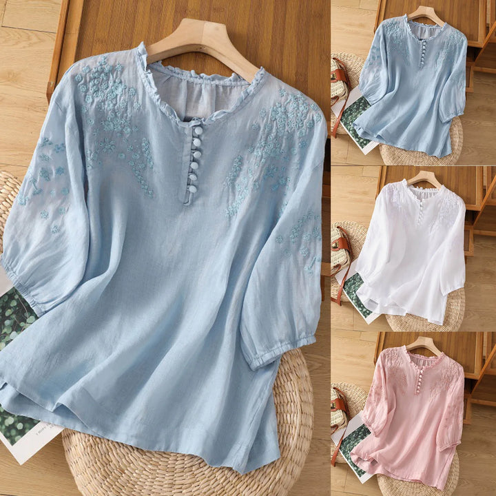 Amoura Floral Button-Front Blouse