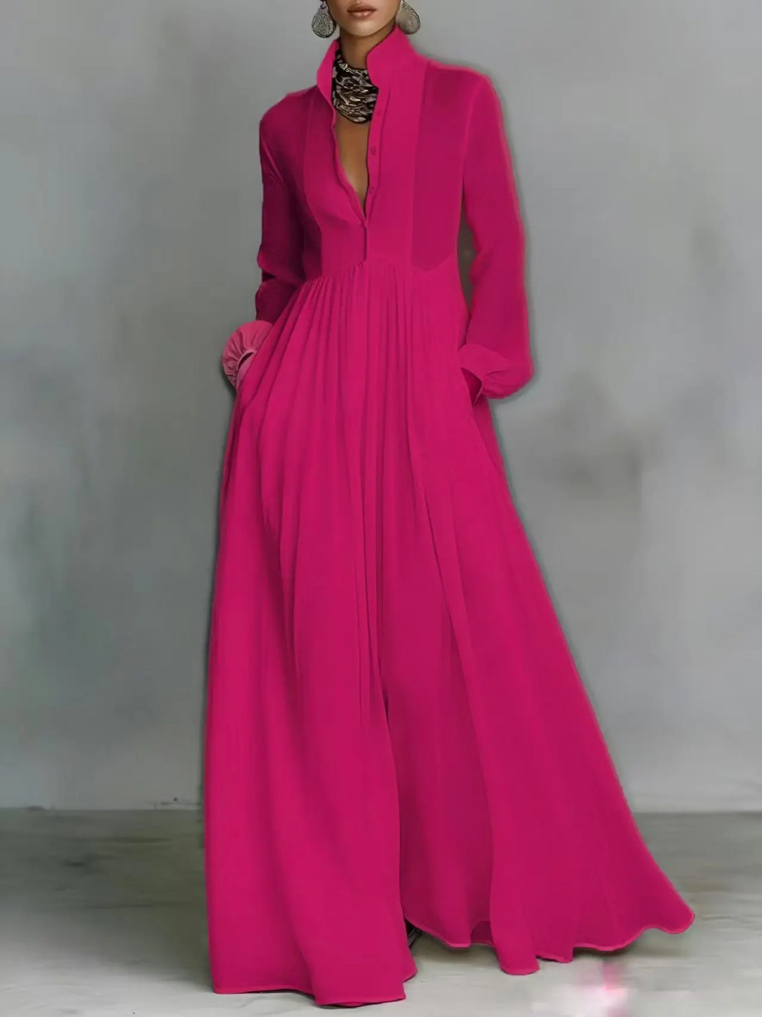 Delphina Flowing Pleated Maxi Dress