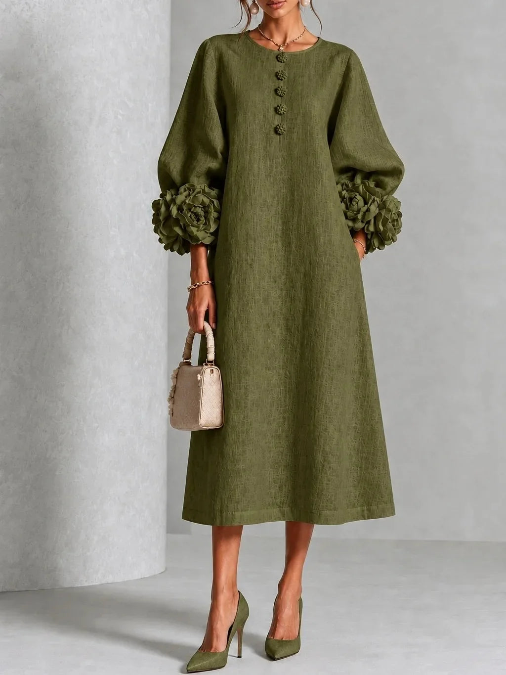 Camila Lantern Sleeve Midi Dress