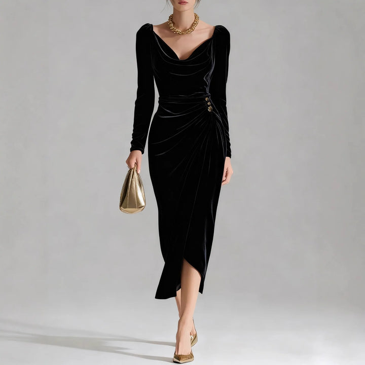 Anastasia Velvet Ruched Midi Dress