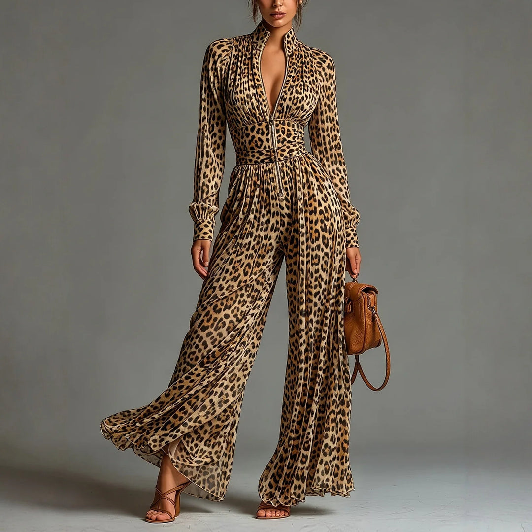 Celeste Leopard Wide Leg Jumpsuit