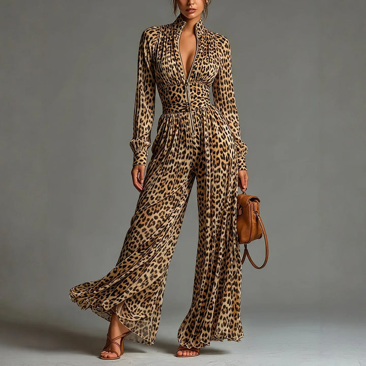Celeste Leopard Wide Leg Jumpsuit