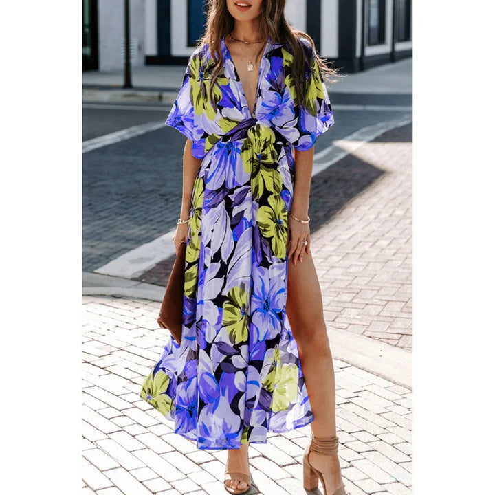 Noeline Floral Side Slit Spring Maxi Dress