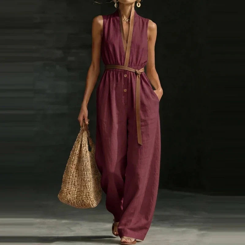 Amelie V Neck Wide Leg Jumpsuit