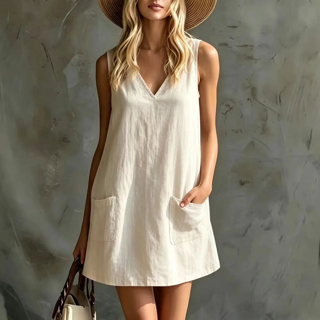 Nora Linen Pocket Mini Dress