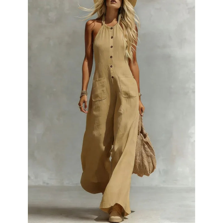 Freda Halter Neck Pocket Jumpsuit