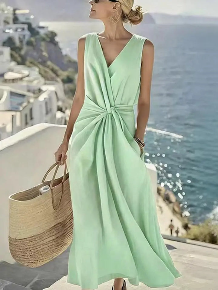 Flavia V Neck Sleeveless Maxi Dress