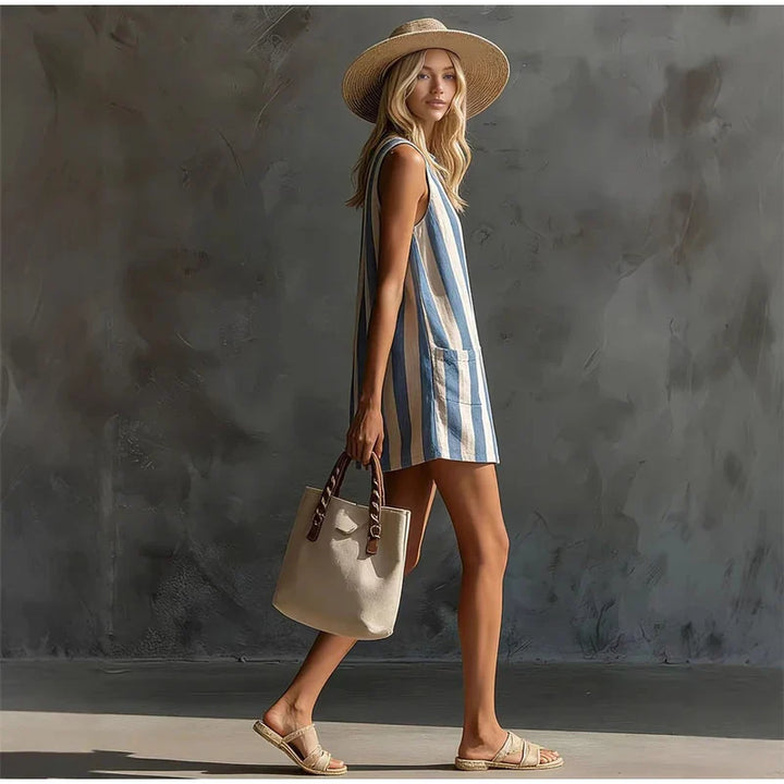 Yasmine Striped Sleeveless Mini Dress