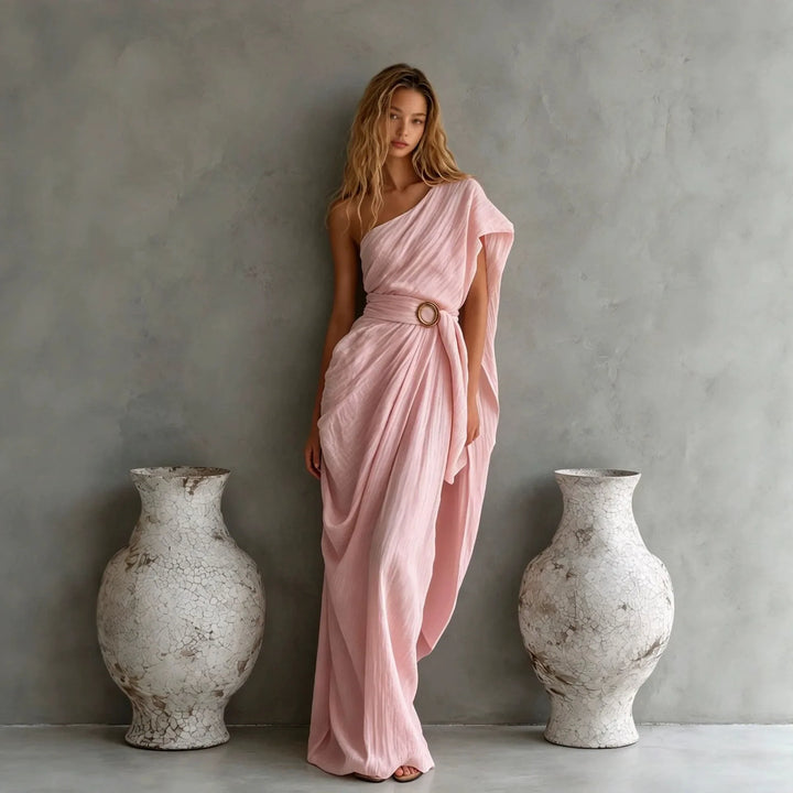 Arianell Elegant One Shoulder High Waist Maxi Dress
