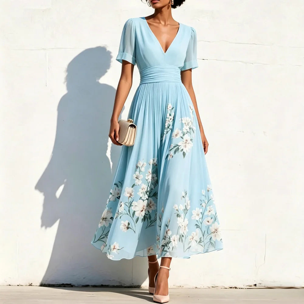Clarisse Floral A Line Wedding Guest Dress