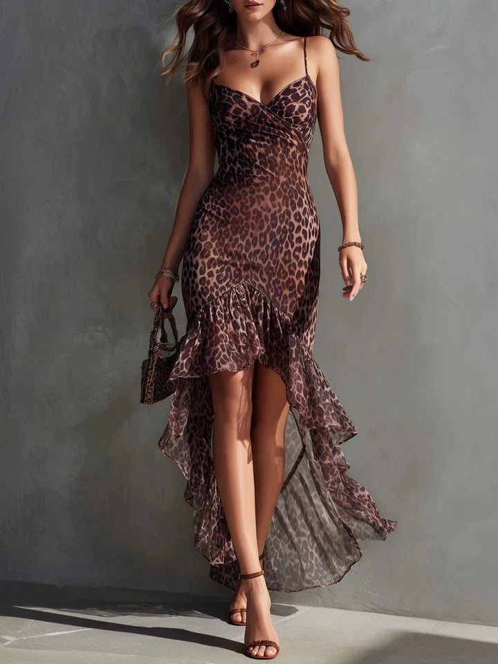 Dahlia Leopard Print Chiffon Midi Dress