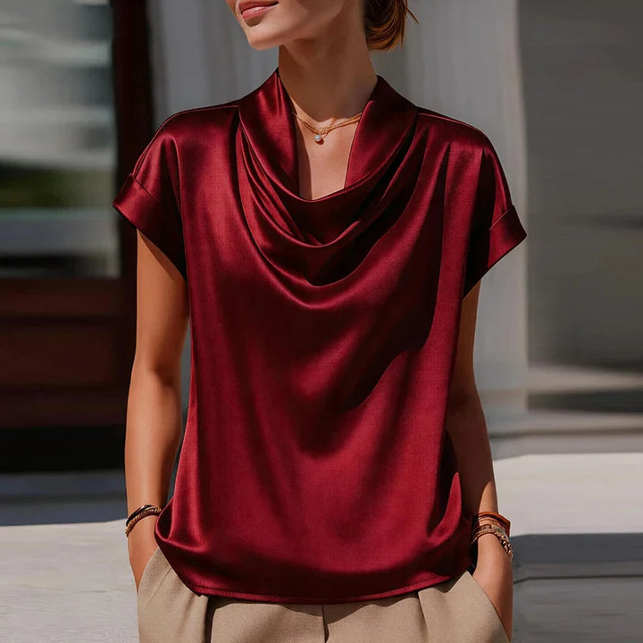 Soreline Draped Cowl Neck Blouse