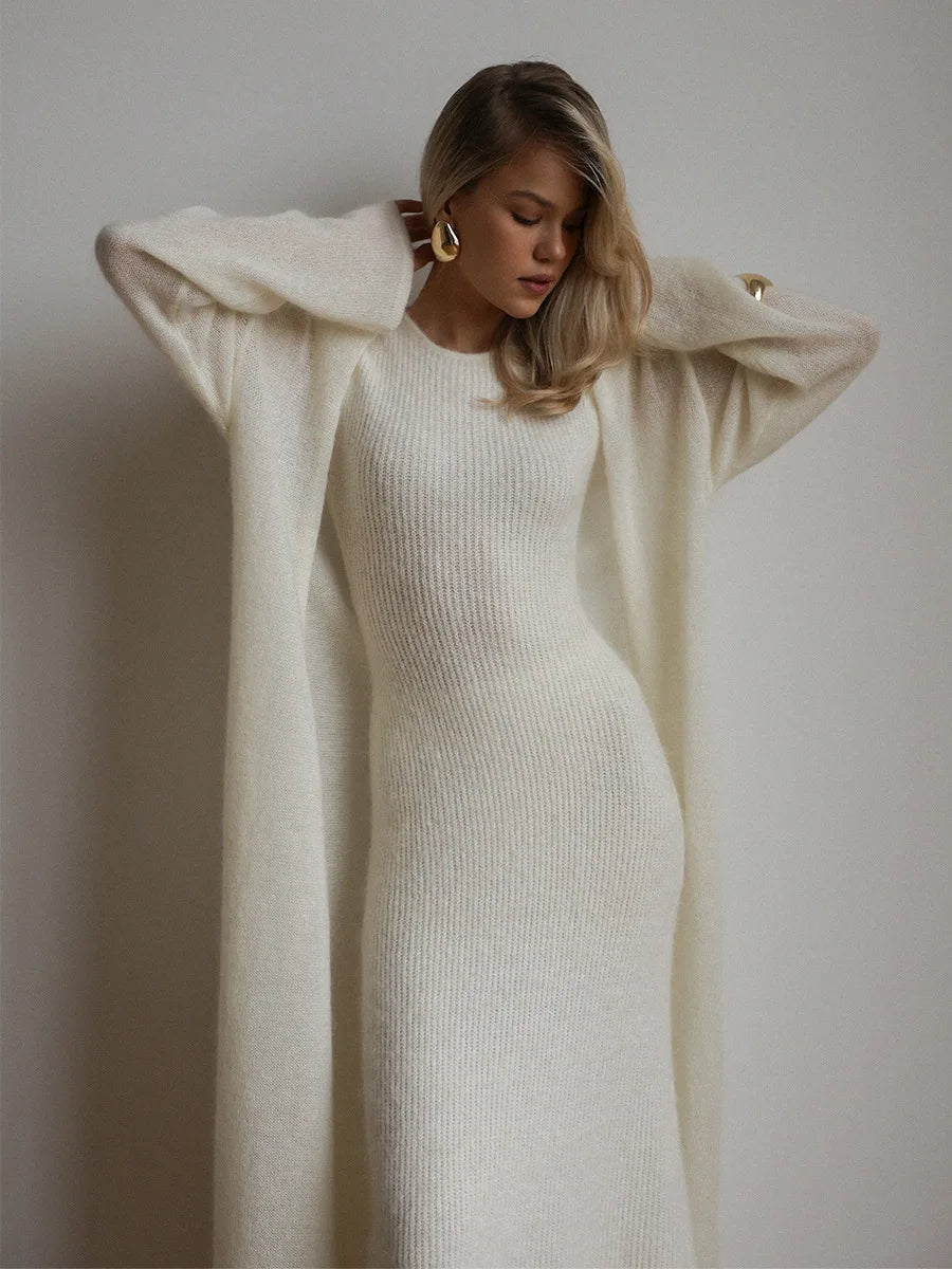 Amandine Ribbed Knit Sweater Dress Set