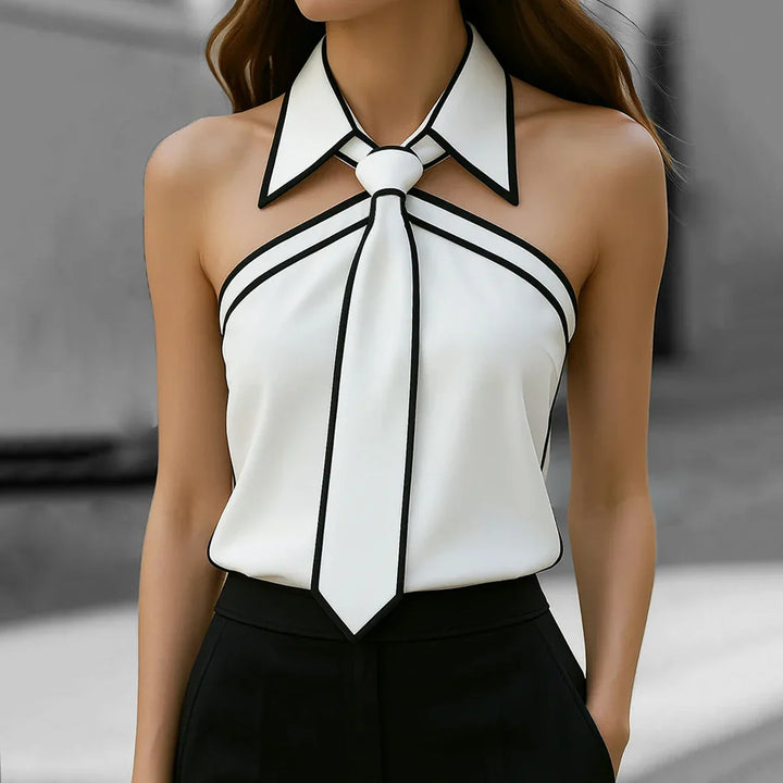 Zelina Tie Neck Sleeveless Blouse