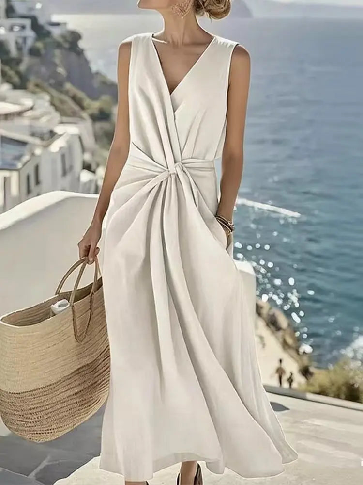 Flavia V Neck Sleeveless Maxi Dress