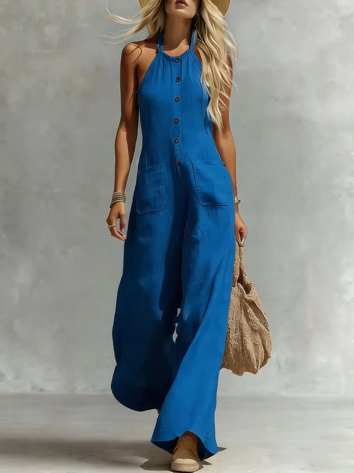 Freda Halter Neck Pocket Jumpsuit