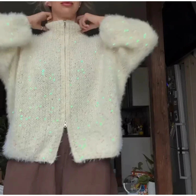 Elouise Sequin Zip Cardigan