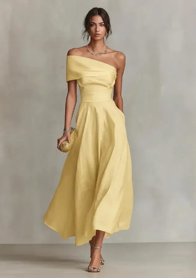 one shoulder wedding guest dress Lindsay One Shoulder Maxi Wedding Guest Dress – Urban Hollis