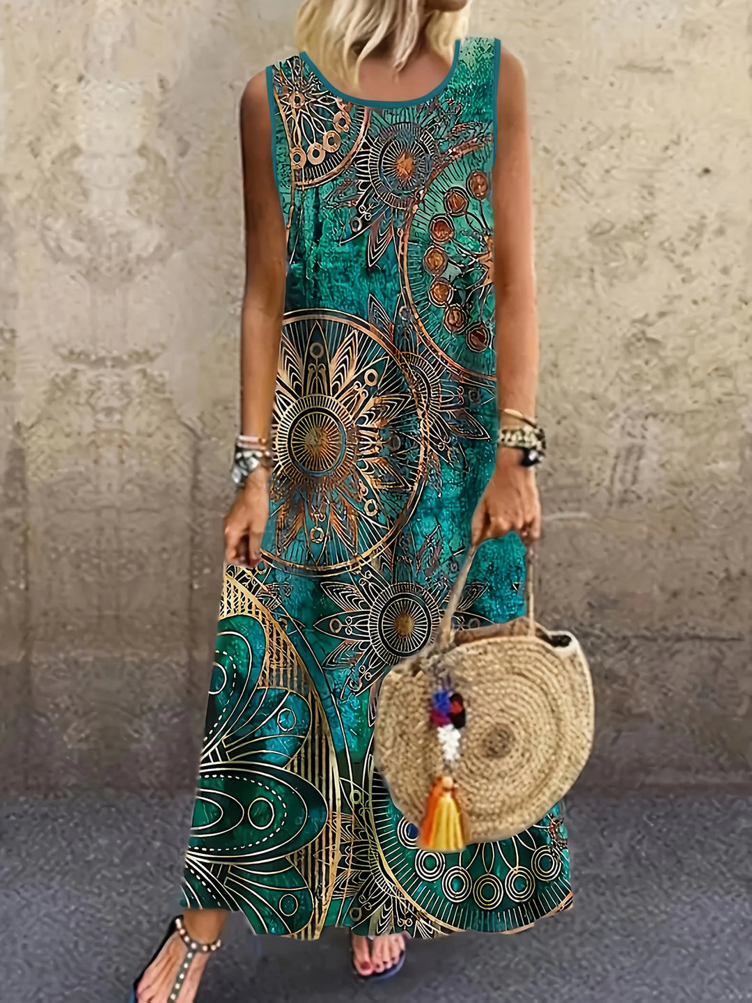 Elviana Boho Paisley Maxi Dress