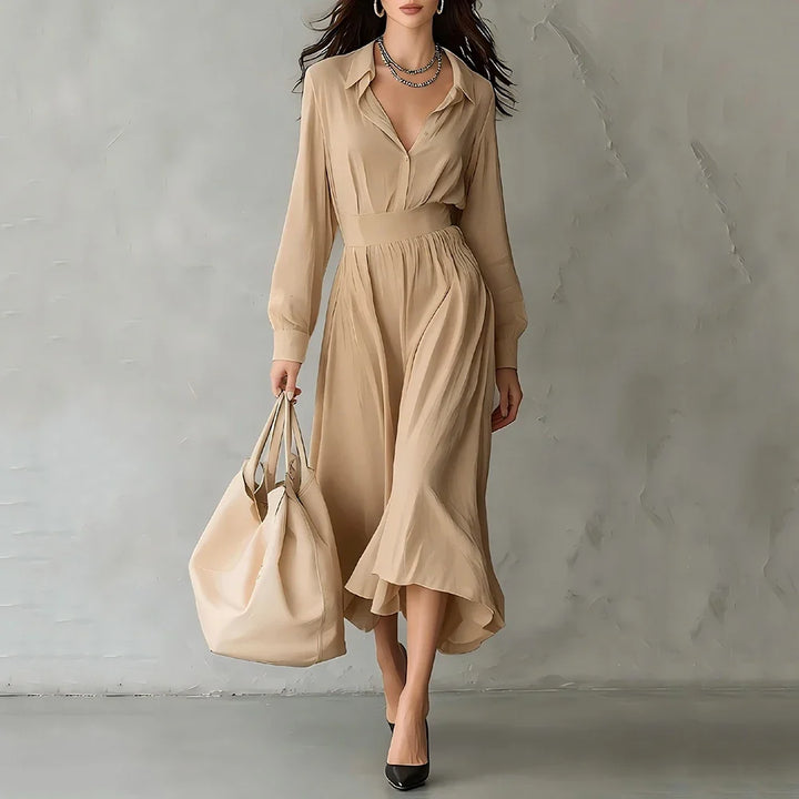 Eloise Pleated Shirt Midi Dress