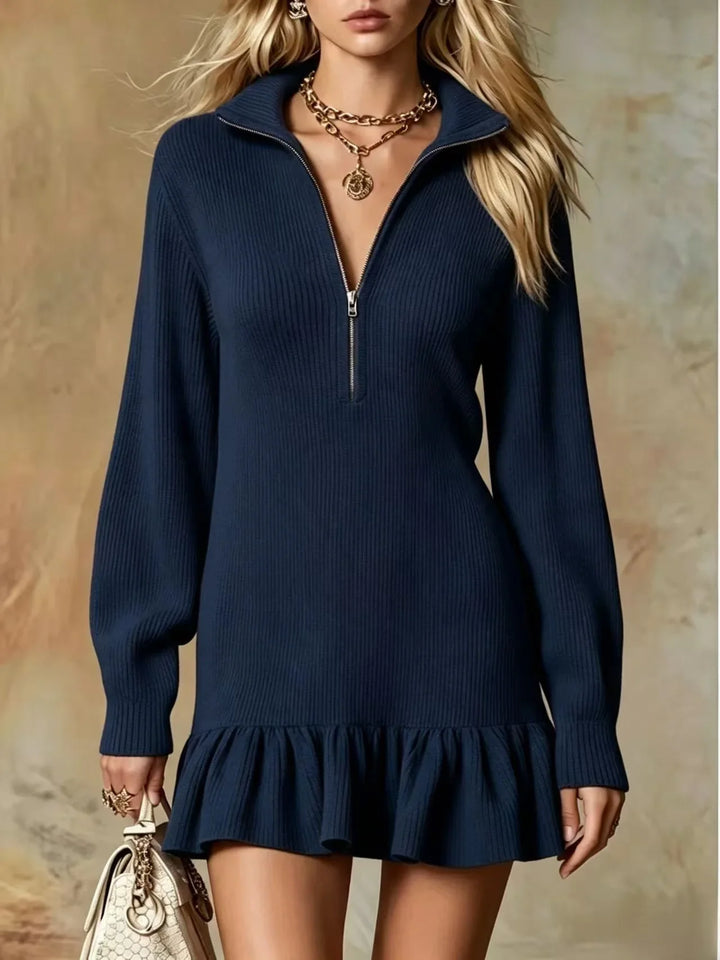 Roman Half Zip Knit Mini Dress