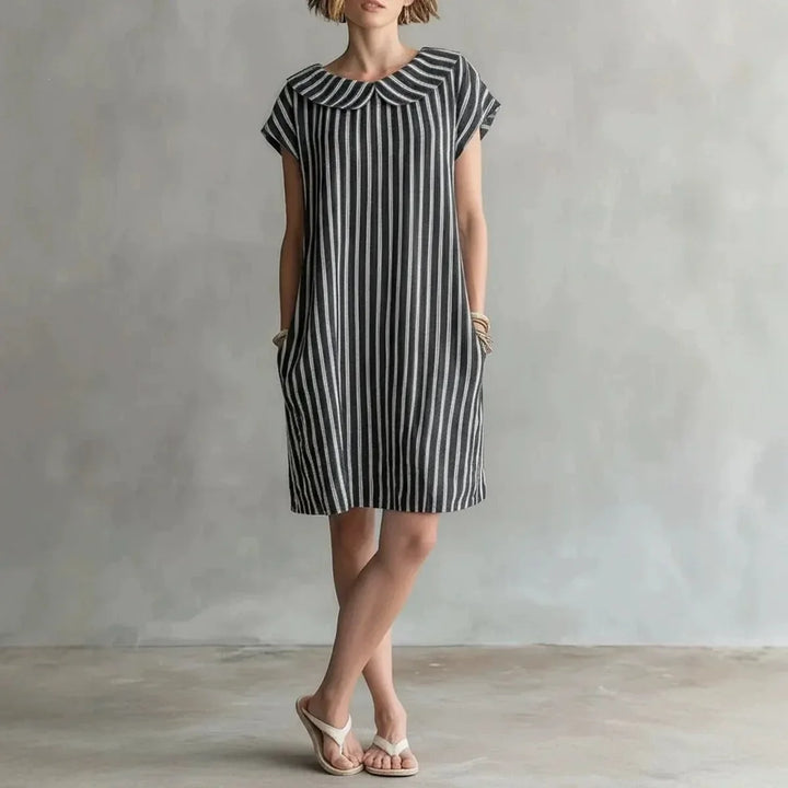 Minerva Striped Casual Shift Mini Dress