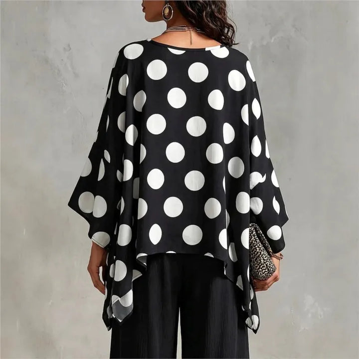 Emmalyn Asymmetrical Polka Dot Blouse