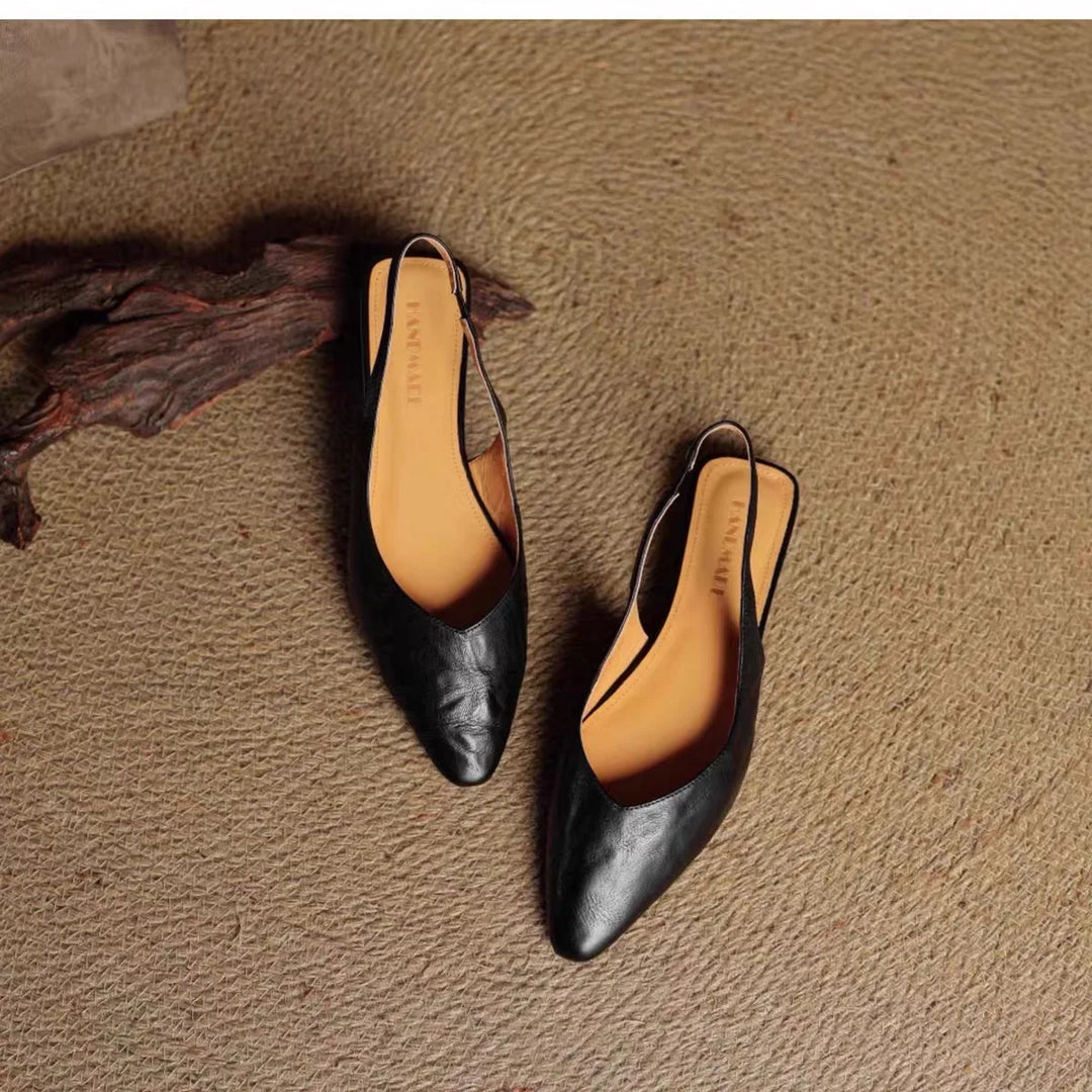 Emilie Genuine Leather Pointed Toe Flats