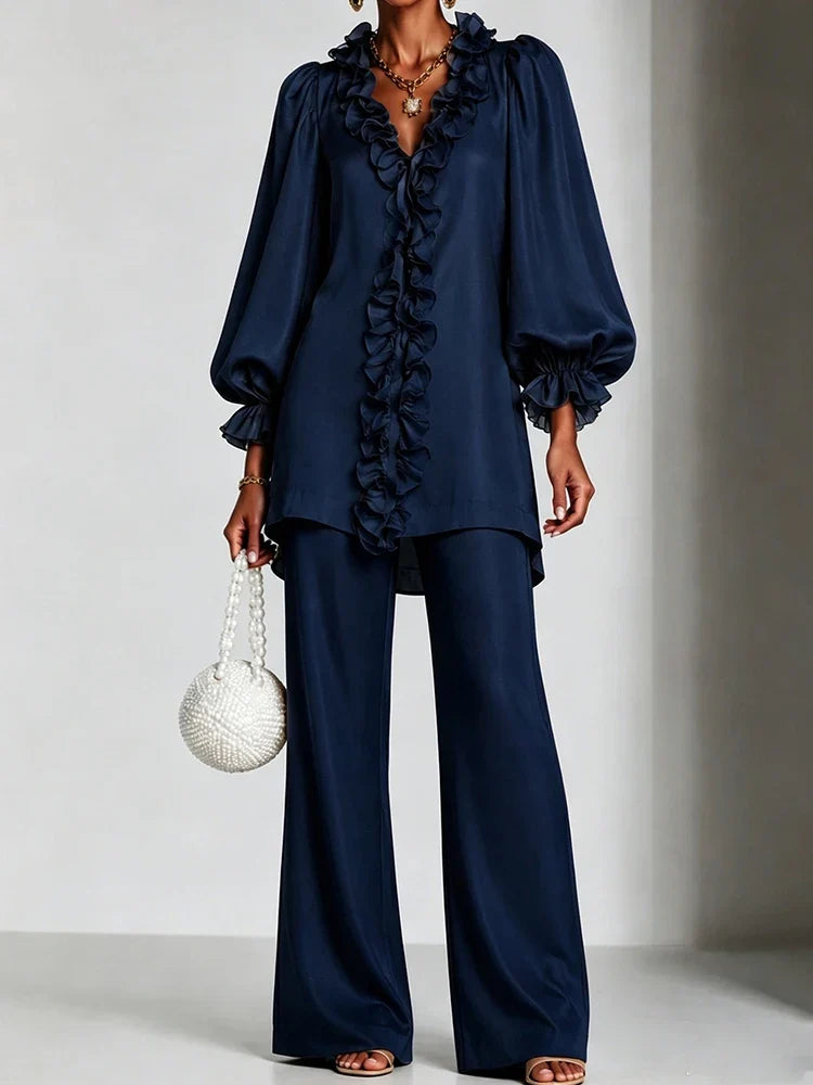 Iolanthe Ruffle V-Neck Set