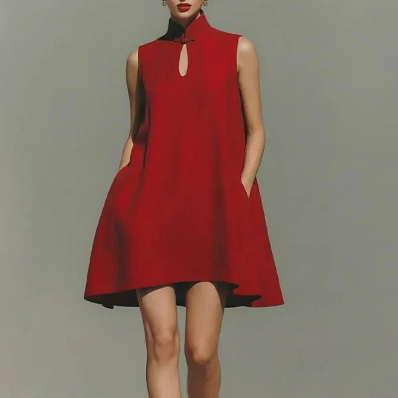 Auralie Pocket Detail High Neck Mini Dress