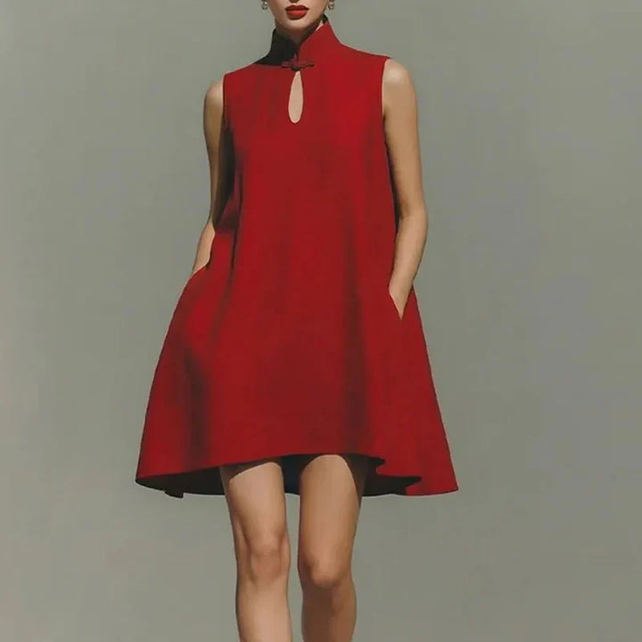 Auralie Pocket Detail High Neck Mini Dress