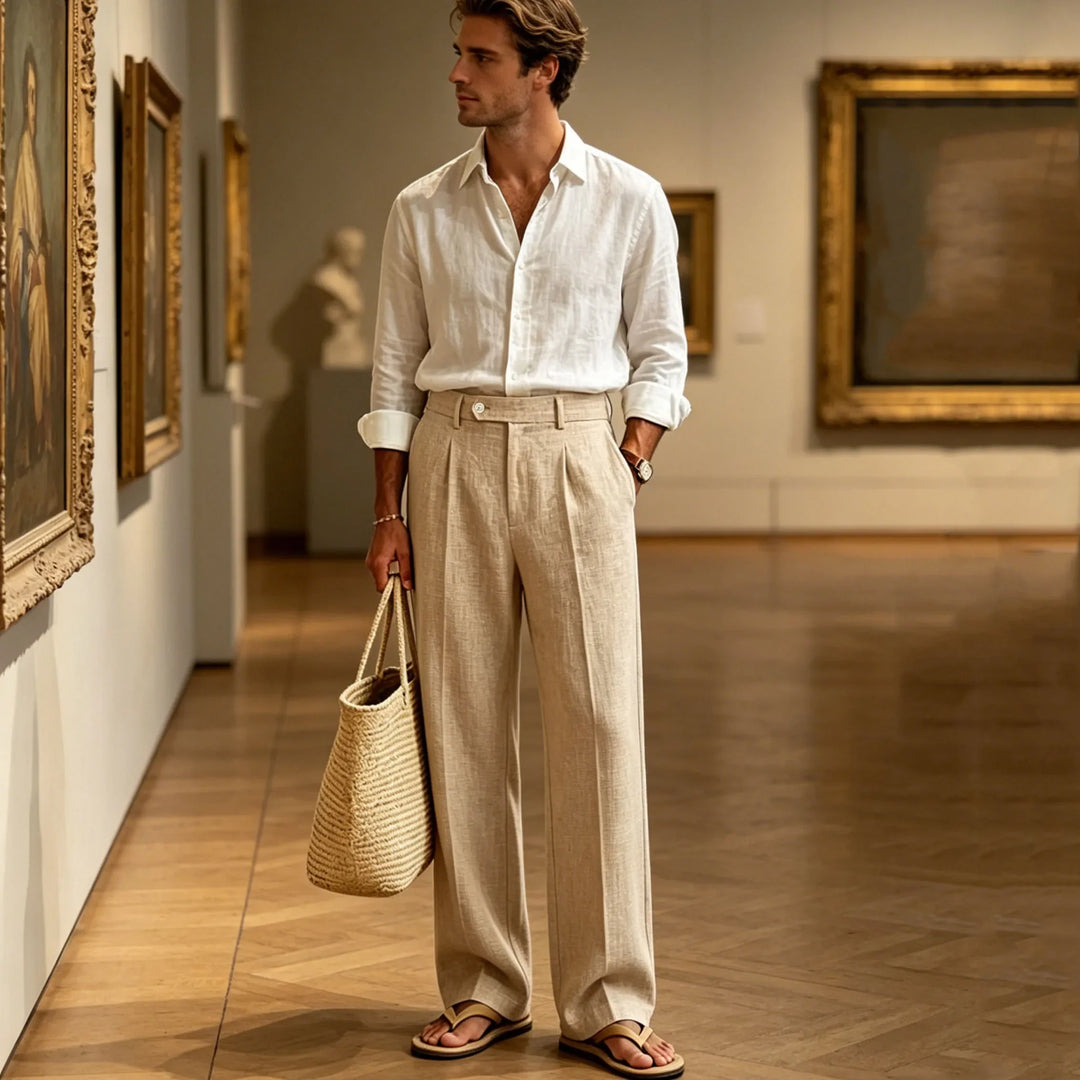 Mason Straight Leg Linen Trousers