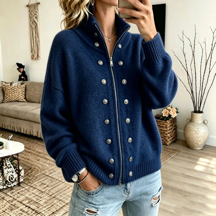 Ermine Button Front Cardigan
